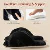 image:imageAnkis Womens Fuzzy Slippers Cross Band Memory Foam Open Toe Comfy Soft House Shoes AntiSlip Indoor Outdoor Gifts for WomenBlack