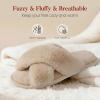 image:imageAnkis Womens Fuzzy Slippers Cross Band Memory Foam Open Toe Comfy Soft House Shoes AntiSlip Indoor Outdoor Gifts for WomenCamel