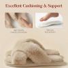 image:imageAnkis Womens Fuzzy Slippers Cross Band Memory Foam Open Toe Comfy Soft House Shoes AntiSlip Indoor Outdoor Gifts for WomenCamel