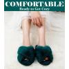 image:imageAnkis Womens Fuzzy Slippers Cross Band Memory Foam Open Toe Comfy Soft House Shoes AntiSlip Indoor Outdoor Gifts for WomenDark Green