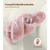 image:imageAnkis Womens Fuzzy Slippers Cross Band Memory Foam Open Toe Comfy Soft House Shoes AntiSlip Indoor Outdoor Gifts for WomenDusty Pink