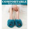 image:imageAnkis Womens Fuzzy Slippers Cross Band Memory Foam Open Toe Comfy Soft House Shoes AntiSlip Indoor Outdoor Gifts for WomenGreen