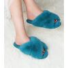 image:imageAnkis Womens Fuzzy Slippers Cross Band Memory Foam Open Toe Comfy Soft House Shoes AntiSlip Indoor Outdoor Gifts for WomenGreen