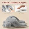 image:imageAnkis Womens Fuzzy Slippers Cross Band Memory Foam Open Toe Comfy Soft House Shoes AntiSlip Indoor Outdoor Gifts for WomenGrey
