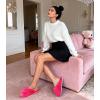 image:imageAnkis Womens Fuzzy Slippers Cross Band Memory Foam Open Toe Comfy Soft House Shoes AntiSlip Indoor Outdoor Gifts for WomenHot Pink