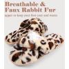 image:imageAnkis Womens Fuzzy Slippers Cross Band Memory Foam Open Toe Comfy Soft House Shoes AntiSlip Indoor Outdoor Gifts for WomenLeopard