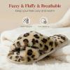 image:imageAnkis Womens Fuzzy Slippers Cross Band Memory Foam Open Toe Comfy Soft House Shoes AntiSlip Indoor Outdoor Gifts for WomenLeopard Brown