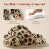 image:imageAnkis Womens Fuzzy Slippers Cross Band Memory Foam Open Toe Comfy Soft House Shoes AntiSlip Indoor Outdoor Gifts for WomenLeopard Brown
