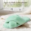 image:imageAnkis Womens Fuzzy Slippers Cross Band Memory Foam Open Toe Comfy Soft House Shoes AntiSlip Indoor Outdoor Gifts for WomenMint Green