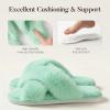 image:imageAnkis Womens Fuzzy Slippers Cross Band Memory Foam Open Toe Comfy Soft House Shoes AntiSlip Indoor Outdoor Gifts for WomenMint Green