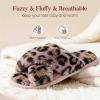 image:imageAnkis Womens Fuzzy Slippers Cross Band Memory Foam Open Toe Comfy Soft House Shoes AntiSlip Indoor Outdoor Gifts for WomenPink Leopard