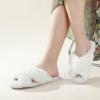 image:imageAnkis Womens Fuzzy Slippers Cross Band Memory Foam Open Toe Comfy Soft House Shoes AntiSlip Indoor Outdoor Gifts for WomenPure White