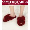 image:imageAnkis Womens Fuzzy Slippers Cross Band Memory Foam Open Toe Comfy Soft House Shoes AntiSlip Indoor Outdoor Gifts for WomenRed