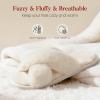 image:imageAnkis Womens Fuzzy Slippers Cross Band Memory Foam Open Toe Comfy Soft House Shoes AntiSlip Indoor Outdoor Gifts for WomenWhite