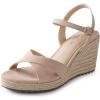 image:imageAnkis Wedge Sandals for Women Espadrille Womens Wedge Sandals Comfortable Open Toe Cross Band Ankle Strap High Heel Wedges for Women Dressy Summer 34InchNude Suede