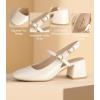 image:imageAnkis Womens Mary Jane Heels Slingback Chunky Low Heels Square Toe Dress Pumps for Office Wedding PartyBeige Patent