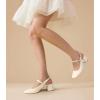 image:imageAnkis Womens Mary Jane Heels Slingback Chunky Low Heels Square Toe Dress Pumps for Office Wedding PartyBeige Patent