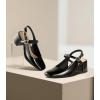 image:imageAnkis Womens Mary Jane Heels Slingback Chunky Low Heels Square Toe Dress Pumps for Office Wedding PartyBlack Patent