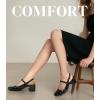 image:imageAnkis Womens Mary Jane Heels Slingback Chunky Low Heels Square Toe Dress Pumps for Office Wedding PartyBlack Patent