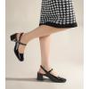 image:imageAnkis Womens Mary Jane Heels Slingback Chunky Low Heels Square Toe Dress Pumps for Office Wedding PartyBlack Patent