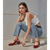 image:imageAnkis Womens Mary Jane Heels Slingback Chunky Low Heels Square Toe Dress Pumps for Office Wedding PartyBurgundy Patent