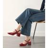 image:imageAnkis Womens Mary Jane Heels Slingback Chunky Low Heels Square Toe Dress Pumps for Office Wedding PartyBurgundy Patent