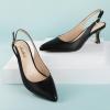 image:imageAnkis Womens Slingback Kitten Heels Closed Pointed Toe Low Heel Pumps Comfortable Dress Shoes for Wedding Party Work Office Business Casual Daily Wear 25inchBlack Pu