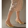 image:imageAnkis Womens Slingback Kitten Heels Closed Pointed Toe Low Heel Pumps Comfortable Dress Shoes for Wedding Party Work Office Business Casual Daily Wear 25inchGold Pu
