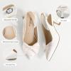 image:imageAnkis Womens Slingback Kitten Heels Closed Pointed Toe Low Heel Pumps Comfortable Dress Shoes for Wedding Party Work Office Business Casual Daily Wear 25inchWhite Bow