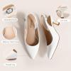 image:imageAnkis Womens Slingback Kitten Heels Closed Pointed Toe Low Heel Pumps Comfortable Dress Shoes for Wedding Party Work Office Business Casual Daily Wear 25inchWhite Pu