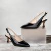image:imageAnkis Womens Slingback Kitten Heels Closed Pointed Toe Low Heel Pumps Comfortable Dress Shoes for Wedding Party Work Office Business Casual Daily Wear 25inchBlack Patent