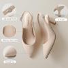 image:imageAnkis Womens Slingback Kitten Heels Closed Pointed Toe Low Heel Pumps Comfortable Dress Shoes for Wedding Party Work Office Business Casual Daily Wear 25inchNude Almond