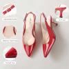 image:imageAnkis Womens Slingback Kitten Heels Closed Pointed Toe Low Heel Pumps Comfortable Dress Shoes for Wedding Party Work Office Business Casual Daily Wear 25inchBurgundy Patent