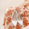 image:imageAnkis Womens Slingback Kitten Heels Closed Pointed Toe Low Heel Pumps Comfortable Dress Shoes for Wedding Party Work Office Business Casual Daily Wear 25inchWhite Pu