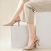 image:imageAnkis Womens Slingback Kitten Heels Closed Pointed Toe Low Heel Pumps Comfortable Dress Shoes for Wedding Party Work Office Business Casual Daily Wear 25inchNude Nubuck