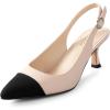 image:imageAnkis Womens Slingback Kitten Heels Closed Pointed Toe Low Heel Pumps Comfortable Dress Shoes for Wedding Party Work Office Business Casual Daily Wear 25inchNude Black