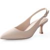 image:imageAnkis Womens Slingback Kitten Heels Closed Pointed Toe Low Heel Pumps Comfortable Dress Shoes for Wedding Party Work Office Business Casual Daily Wear 25inchNude Almond