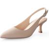 image:imageAnkis Womens Slingback Kitten Heels Closed Pointed Toe Low Heel Pumps Comfortable Dress Shoes for Wedding Party Work Office Business Casual Daily Wear 25inchNude Nubuck