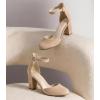 image:imageAnkis Closed Toe Heels for Women Black Nude White Silver Gold Womens Heels Closed Round Toe Chunky Block Pumps Shoes 3 InchNude Suede