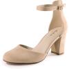 image:imageAnkis Closed Toe Heels for Women Black Nude White Silver Gold Womens Heels Closed Round Toe Chunky Block Pumps Shoes 3 InchNude Suede