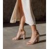 image:imageAnkis White Heels Wedding Shoes for Bride Women Chunky Heels Pearl High Heels Heeled Sandals 4 InchNude