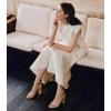 image:imageAnkis White Heels Wedding Shoes for Bride Women Chunky Heels Pearl High Heels Heeled Sandals 4 InchNude