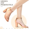 image:imageAnkis Heels for Women Open Straps on The Ankle Chunky Heels Pump Sandals Evening Dress Party Wedding Strappy Buckle Sandals 275 Inches Nude Pu 65 UK