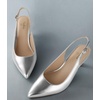 image:imageAnkis Womens Slingback Kitten Heels Closed Pointed Toe Low Heel Pumps Comfortable Dress Shoes for Wedding Party Work Office Business Casual Daily Wear 25inchSilver Pu