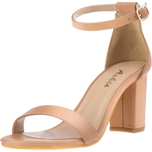 image:imageAnkis Heels for Women Open Straps on The Ankle Chunky Heels Pump Sandals Evening Dress Party Wedding Strappy Buckle Sandals 275 Inches Nude Pu 65 UK