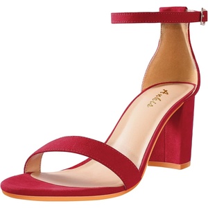 image:imageAnkis Heels for Women Open Toe Ankle Strap Chunky Heel Sandals 275 InchRed