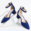 image:imageAnkis Closed Toe Heels for Women Navy Blue Pointed Toe Heels Low Block Chunky Women Pumps with Ankle Strap 225 Inch