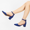 image:imageAnkis Closed Toe Heels for Women Navy Blue Pointed Toe Heels Low Block Chunky Women Pumps with Ankle Strap 225 Inch