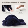 image:imageAnkis Womens Fuzzy Slippers Cross Band Memory Foam Open Toe Comfy Soft House Shoes AntiSlip Indoor Outdoor Gifts for WomenNavy
