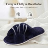 image:imageAnkis Womens Fuzzy Slippers Cross Band Memory Foam Open Toe Comfy Soft House Shoes AntiSlip Indoor Outdoor Gifts for WomenNavy
